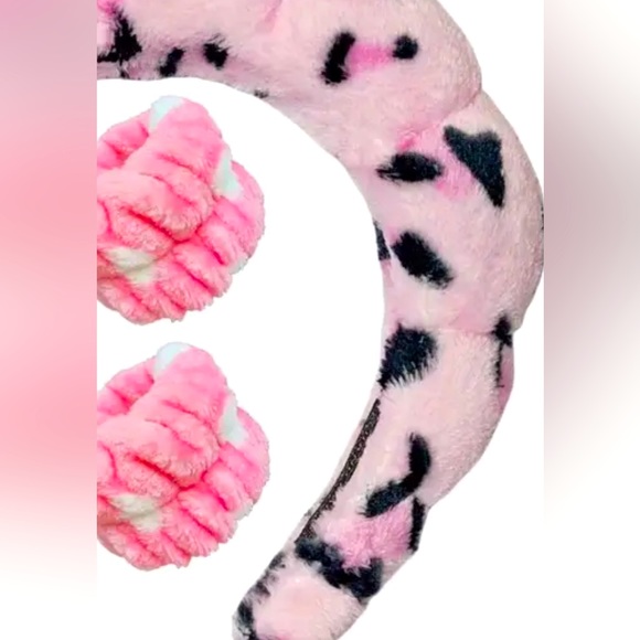 Pink Leopard 3 Piece Spa Headband Set - Picture 2 of 4